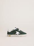 Old School Young in green suede with white leather star and heel tab
